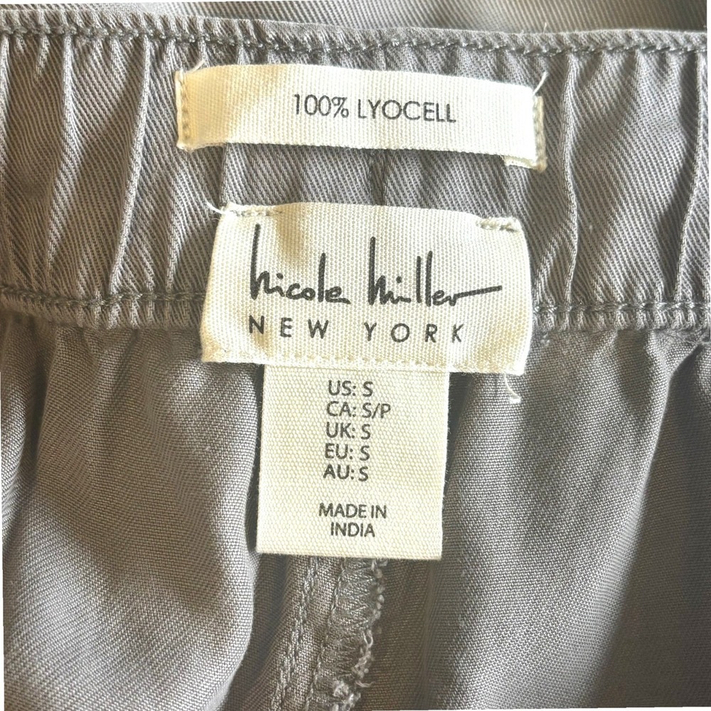 Nicole Miller Tapered Cargo Joggers Sz S NWT Lyocell Gray Athleisure Minimalist - Picture 5 of 10